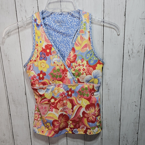 Athleta Other - Vintage ATHLETA Women's Floral Swim Tankini Top Padded V-Neck Size Small.